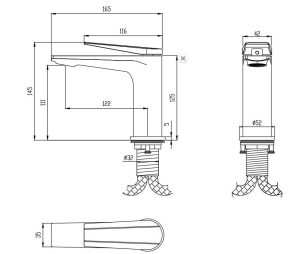 Vòi chậu 1 lỗ, màu Chrome, chất liệu Đồng, hiệu Trevi